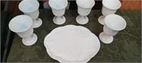 Grape Pattern Milkglass Party Trays, Glasses