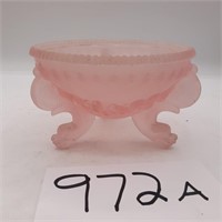Pink Satin Glass Footed Compote Bowl