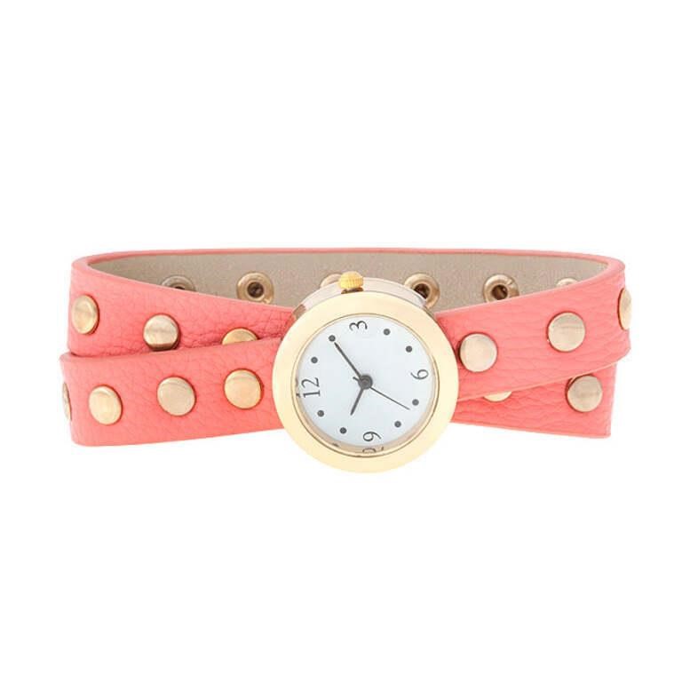 Elegant Pink Studded Wrap Watch