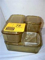 AMBER GLASS REFRIGERATOR DISHES