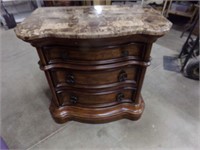 3 drawer marble top night stand