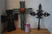 Three Wood & Metal Crosses