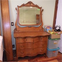 VINTAGE OAK DRESSER W/ MIRROR  44 x 23 x 72