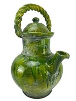 PV Italy Pottery Decorative Large Green Pitcher