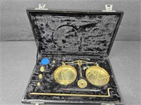 VTG. GOLD SCALE W/WEIGHTS & CASE