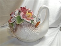 Capodimonte Floral Swan Italy #2