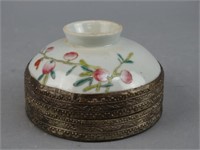 Chinese Porcelain Lidded Silver Box