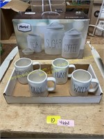 Rae Dunn coffee mugs & Parini ceramic canister set