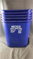5 Blue Recycle Trash Cans