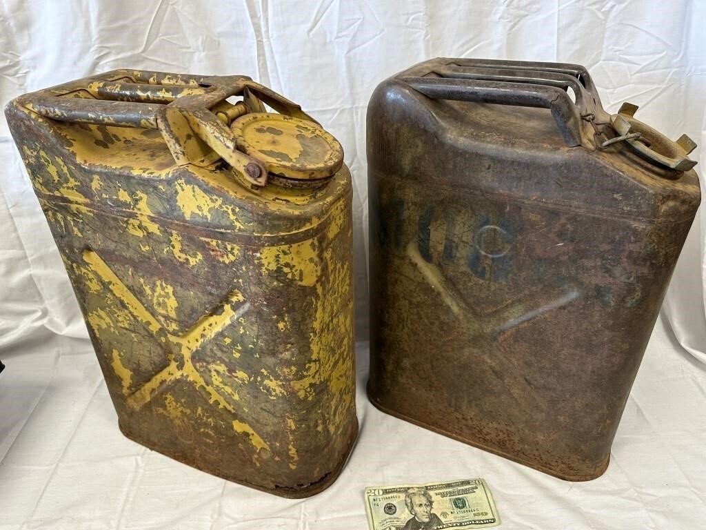 2 Military Metal Gas Jerry Cans -Good For Display