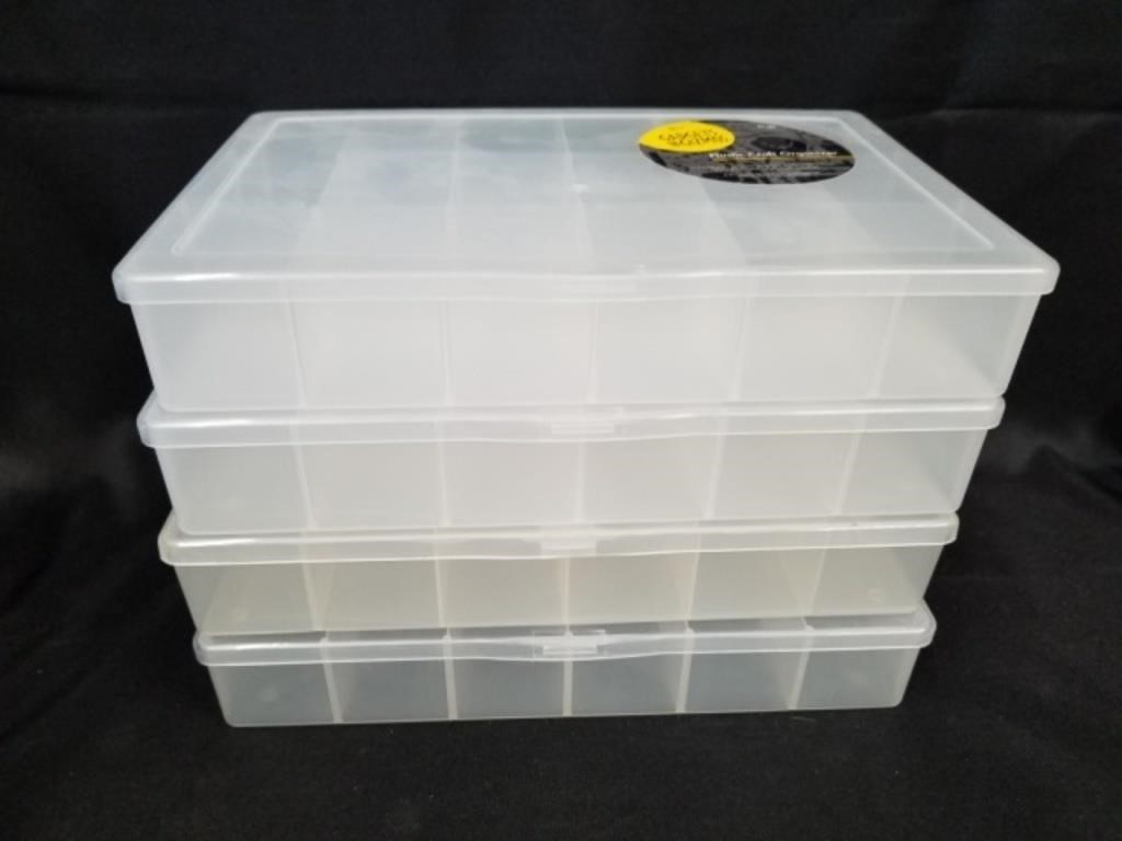 4 Plastic Storage Containers, 10 x 7 x 2
