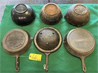 6 Cast Iron w/ gate mark on bottoms