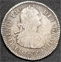 1809 Spanish Silver 1 Real Guatemala Pillar Type