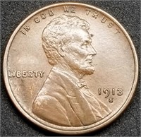 1913-S Lincoln Wheat Cent, Higher Grade