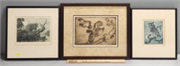 3 Artist Signed Animal Etchings Lot Collection