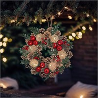 14" Christmas Wreath, Candle Ring, Red