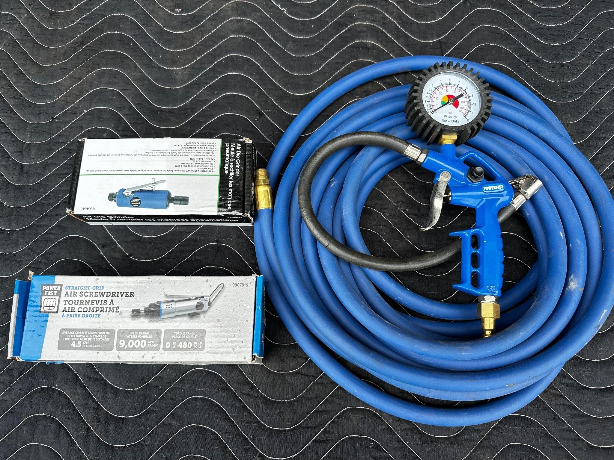 Pair of Die Grinders & Air Hose/Gauge