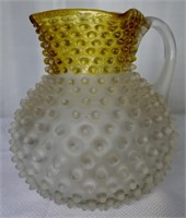 Antique Hobbs Brockunier Yellow to Clear Hobnail