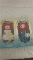 Collectible Raggedy Ann and Andy dolls in box