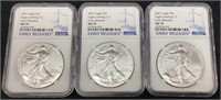 (3) 2021 SILVER AMERICAN EAGLES, EAGLE LANDING