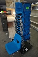 9) Stackable Blue Plastic Chairs
