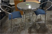 30in Tall Table with 2 Chrome Chairs