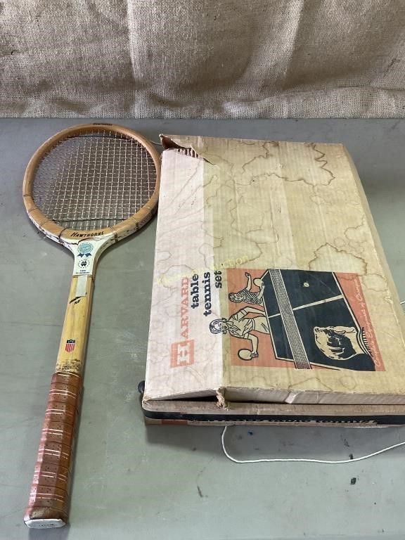 Vintage table tennis set, tennis racket