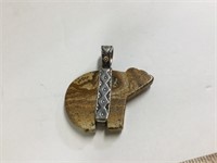 Sterling Carolyn Pollack Brown Bear Jasper Pendant