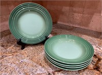 5 Green Le Creuset 10-Inch Dinner Plates