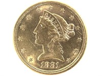 1881-S $5 Gold Half Eagle