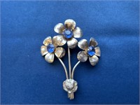 Vintage floral pin, possibly sterling