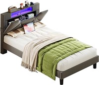 Storage LED Upholstered Twin Bed $564