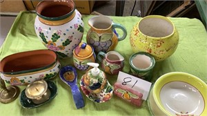 Assorted ceramic vases, pitchers, soap