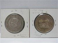 1950, 1951 Mexico 5 Pesos silver