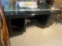 Black wood desk glass top