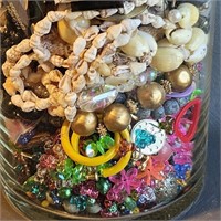 Jewelry Parts & Pieces in Large Glass Cylinder