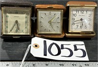 3 Vintage Alarm Clocks Rensi Jeweled