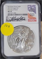2019-W BURNISHED SILVER EAGLE $1 - VICERS, MS70