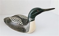 Vintage Signed Wooden Common Loon Duck Decoy