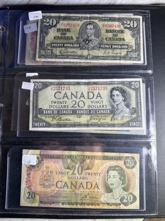 1937, 1954, 1979, 1979, 1991 $20 Bills