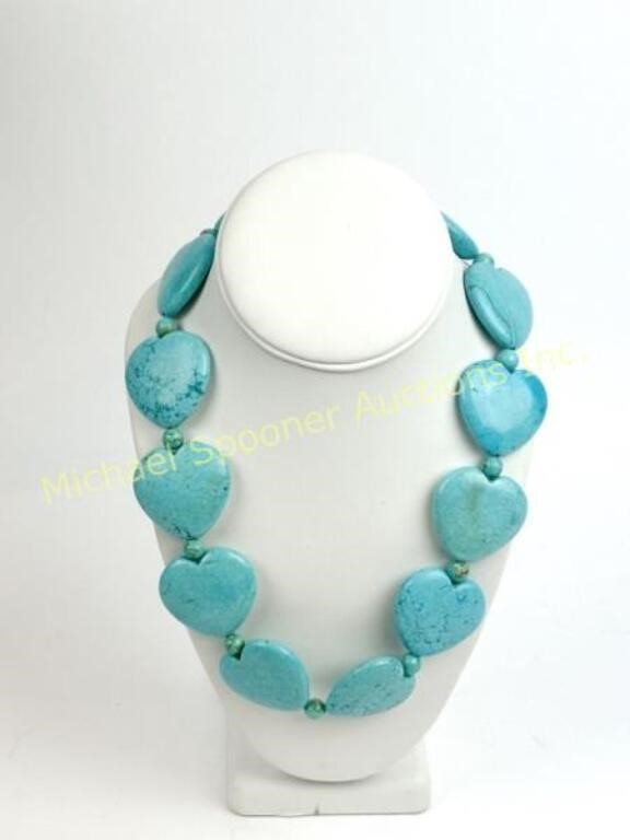 TURQUOISE HEART AND BEAD NECKLACE