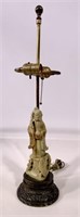 Oriental lamp, soapstone carving of Shou Loo on