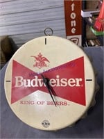 BUDWEISER CAP CLOCK, 10" PLASTIC, B/P