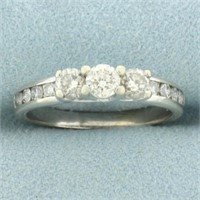 3-Stone Accented Diamond Engagement Ring in 10k Wh