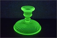 Vintage Uranium Vaseline Glass Candle Holder