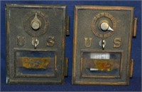 2 Antique Brass US Post Office Box Doors