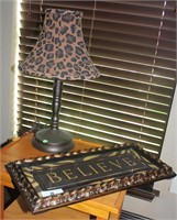 ANIMAL PRINT LAMP AND PICTURE