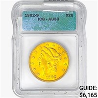 1902-S $20 Gold Double Eagle ICG AU53