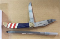 STAUER PATRIOTIC AMERICAN FLAG 2 BLADE KNIFE