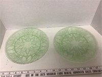 2 8.5 in green glass plates
